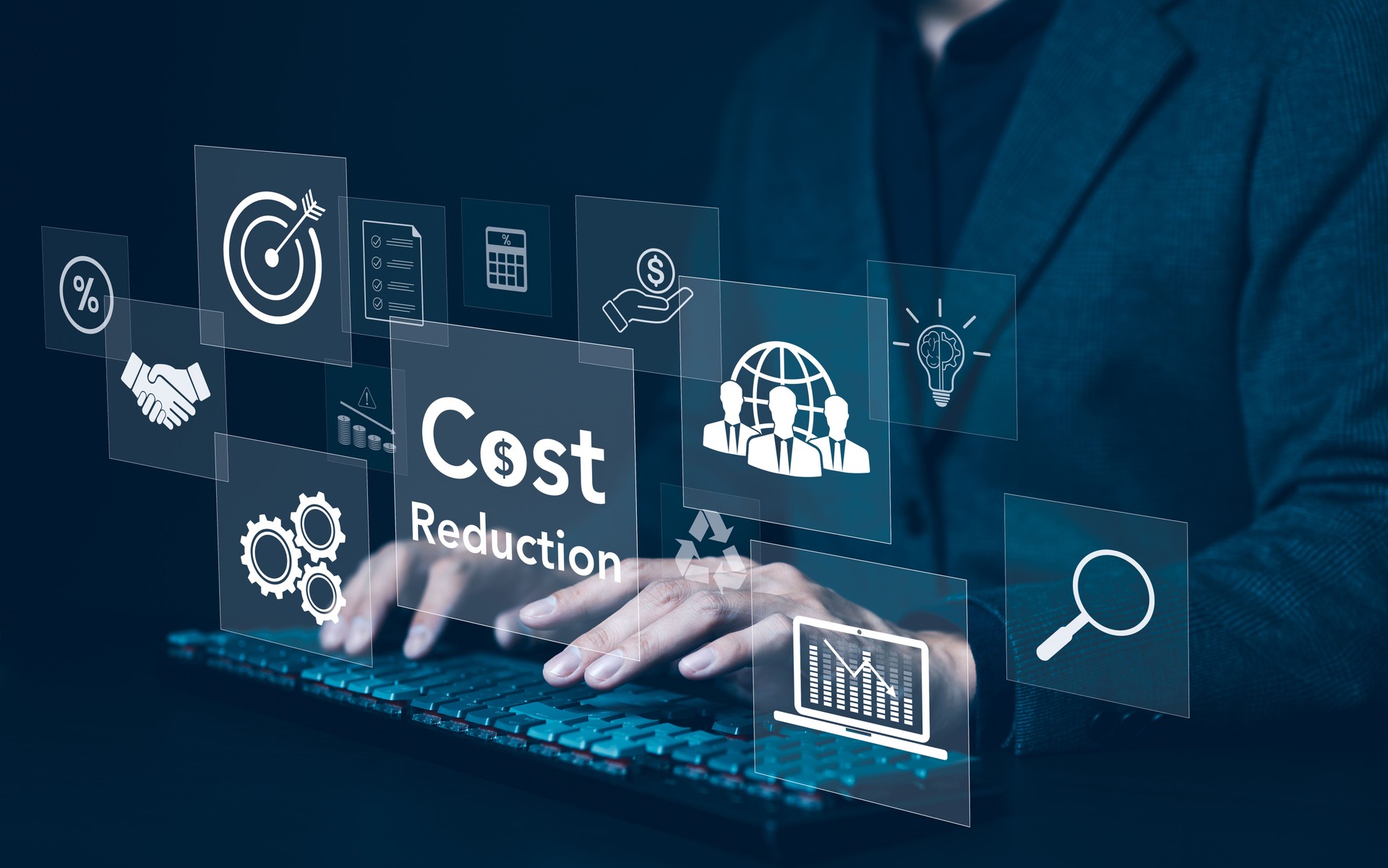 Cost reduction concept. Increase quality, speed, efficiency, and Optimization for products or services to improve company performance. Successful corporate strategy and management. Effective business,